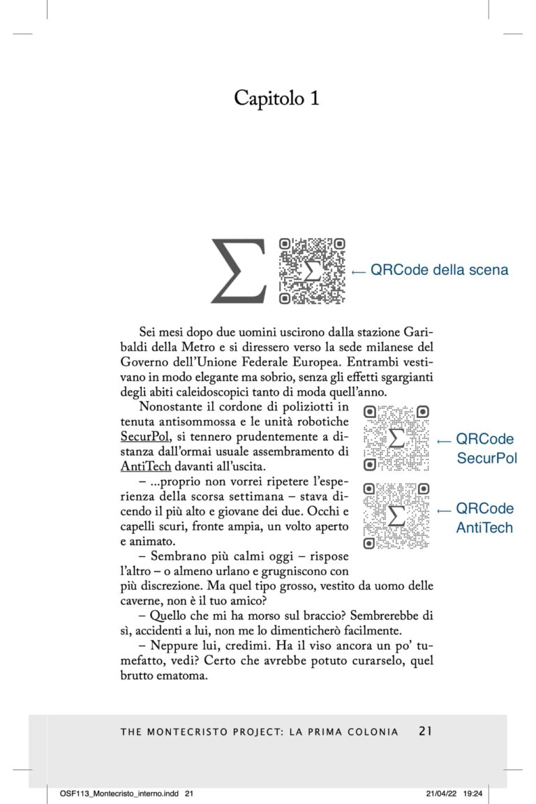 Libro aumentato - Questa è una pagina di esempio del libro aumentato cartaceo. Le scritte in blu indicano i vari elementi interattivi della pagina.