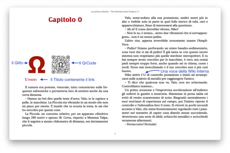 Cos'è un Libro Aumentato - Questa è una pagina di esempio del libro aumentato elettronico. Le scritte in blu indicano i vari elementi della pagina.