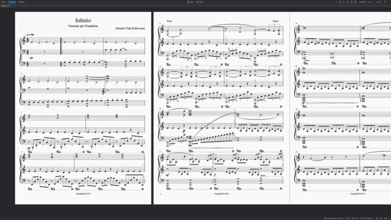 Cos'è un libro aumentato - Lo spartito della versione per pianoforte di Infinito, il primo brano musicale composto per The Montecristo Project